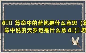 🐠 算命中的蓝袍是什么意思（算命中说的天罗运是什么意 🦊 思）